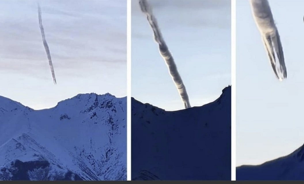 Here we go with the fake Alien invasion we were warned about lol - Top U.S. Air Force General Makes Shocking Remarks About Unidentified Objects Shot Down By U.S. Military Falling-object-smoke-trail-alaska