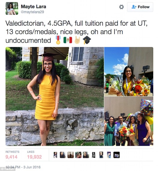 Being undocumented is a ‘bragging right?’ UT student boasts on Twitter about her 4.5 GPA, full-paid tuition and her legal status