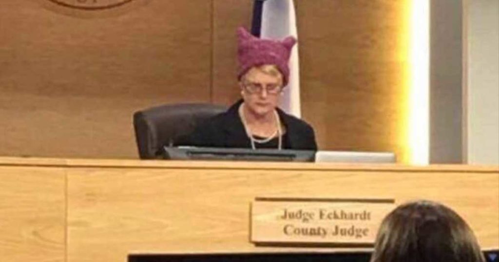 Left goes all-in for STUPID: Liberal Judge wears “pussy hat” in courtroom