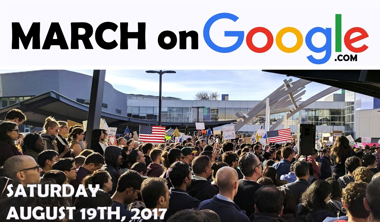 Nationwide #MarchOnGoogle announced for Saturday, August 19th, across 9 U.S. cities