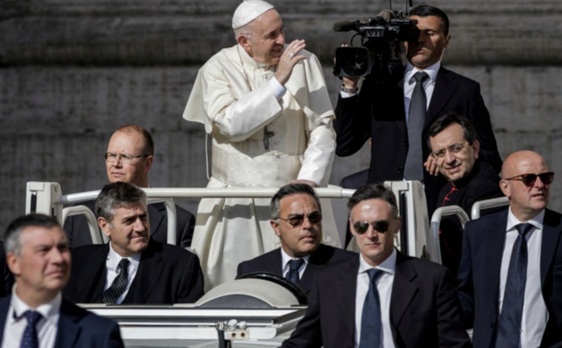 Pope calls for worldwide ban on all weapons, but refuses to disarm his own security detail