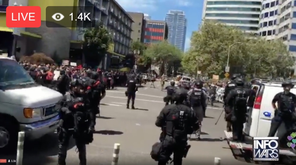 Violent Antifa demonstrators vastly out-numbered by peaceful pro-liberty groups at Portland protests
