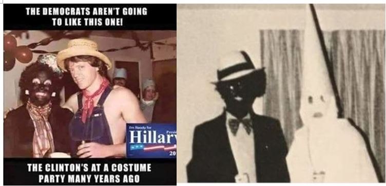 HYPOCRITE Hillary Clinton condemns VA governor Ralph “Coon-Man” Northam for racism and infanticide, but she supports Planned Parenthood, KKK, and wore “BlackFace” herself