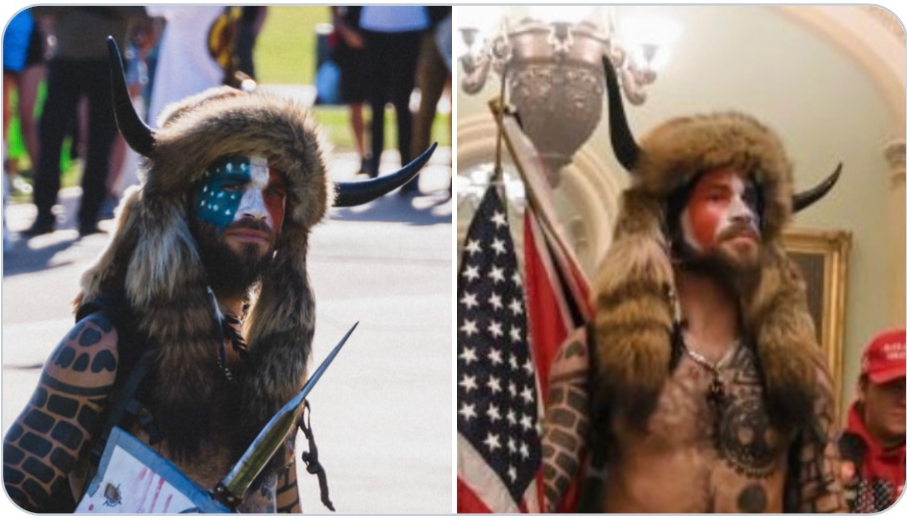 FALSE FLAG CONFIRMED: “Viking” who stormed the Capitol Building previously photographed at BLM rally wearing the same outfit